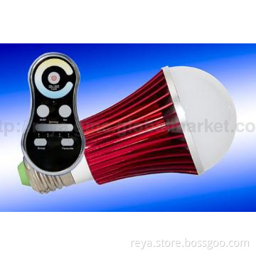 9W Pure&Warm White Dimmable LED Bulb with RF Controller-red shell
